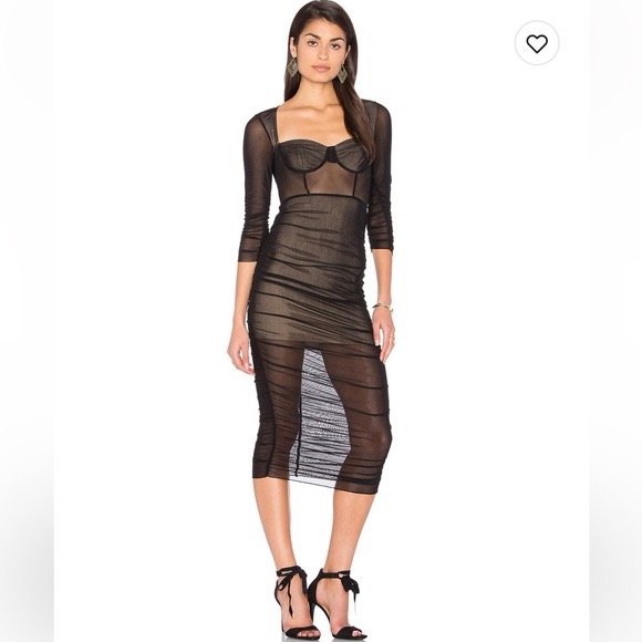 Majorelle Royale Sheer Meshed Ruched Midi Dress Nwot Never Worn!